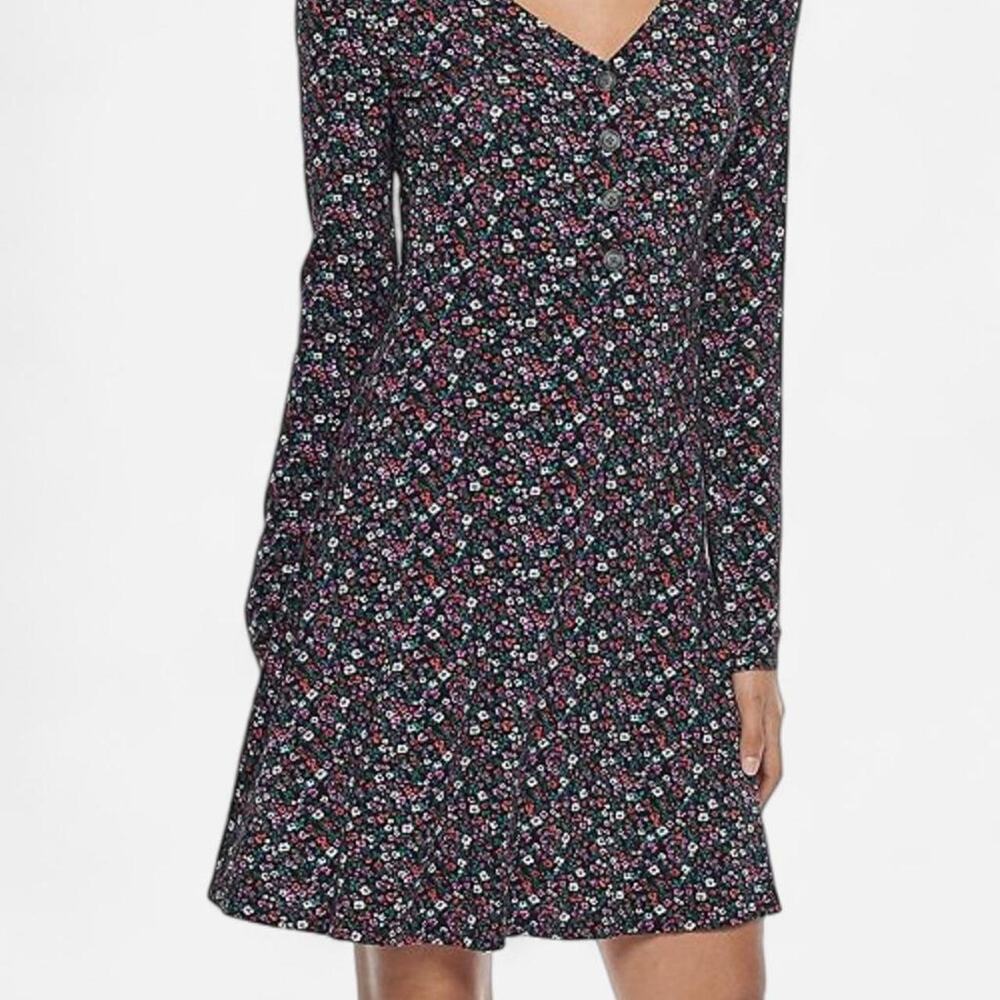 SO black floral long sleeve dress size medium